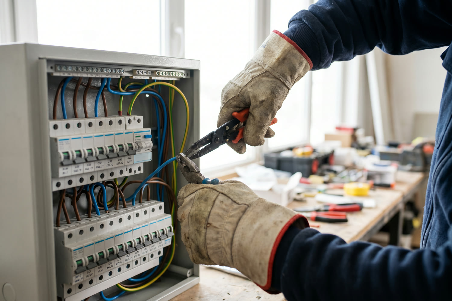 Elektroinstallation – Arbeit am Verteilerschrank
